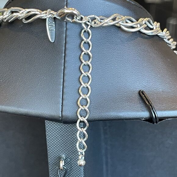 New York & Company Chunky Chain Necklace with Faux Pearls Silver Tone Adjustable - Picture 5 of 5